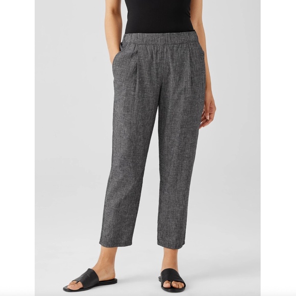 Eileen Fisher Hemp Cotton Grid Tapered Pant - Picture 1 of 7